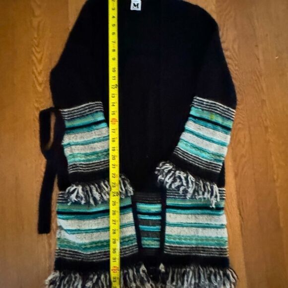Vintage M Missoni black lightweight sweater cardigan with teal accents US 2 - Picture 5 of 16